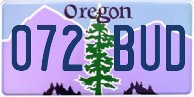 OR license plate 072BUD