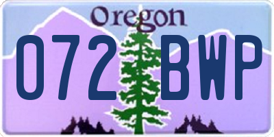 OR license plate 072BWP