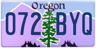 OR license plate 072BYQ