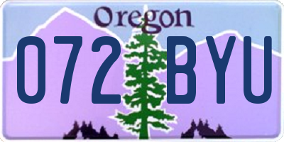 OR license plate 072BYU