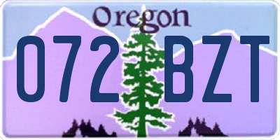 OR license plate 072BZT