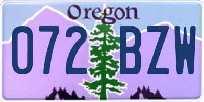 OR license plate 072BZW