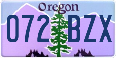OR license plate 072BZX