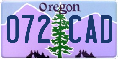 OR license plate 072CAD
