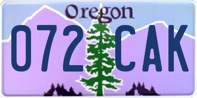OR license plate 072CAK