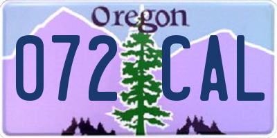 OR license plate 072CAL
