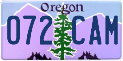 OR license plate 072CAM