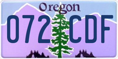 OR license plate 072CDF