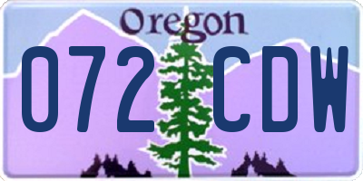 OR license plate 072CDW