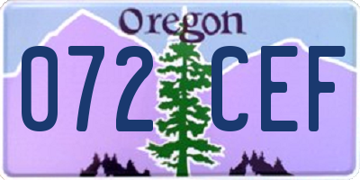 OR license plate 072CEF
