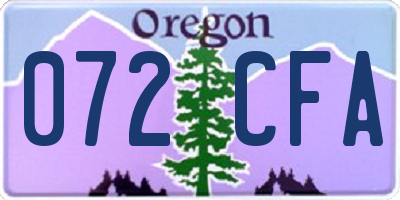 OR license plate 072CFA