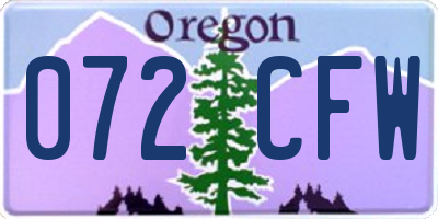 OR license plate 072CFW