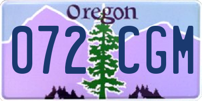 OR license plate 072CGM