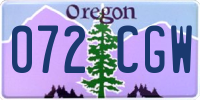 OR license plate 072CGW