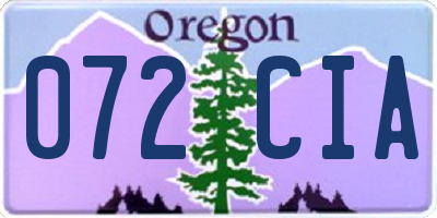 OR license plate 072CIA