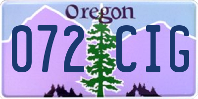 OR license plate 072CIG