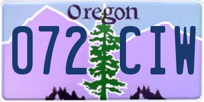 OR license plate 072CIW