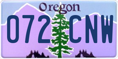 OR license plate 072CNW