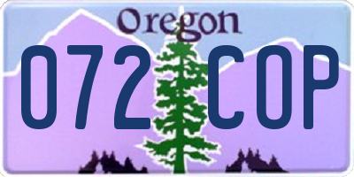 OR license plate 072COP