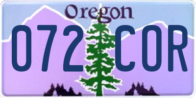 OR license plate 072COR