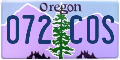 OR license plate 072COS