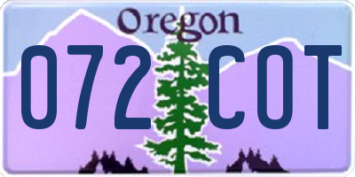 OR license plate 072COT