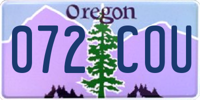 OR license plate 072COU