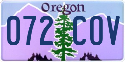 OR license plate 072COV