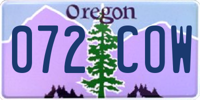 OR license plate 072COW