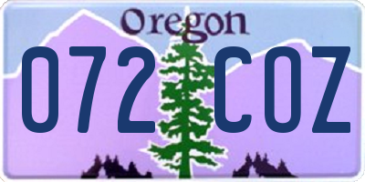OR license plate 072COZ