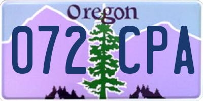 OR license plate 072CPA