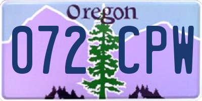 OR license plate 072CPW