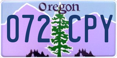 OR license plate 072CPY