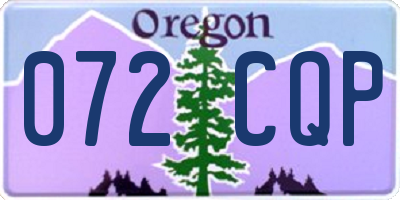OR license plate 072CQP