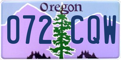 OR license plate 072CQW