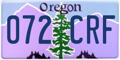 OR license plate 072CRF