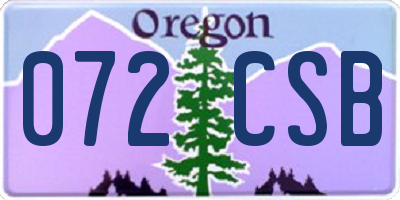 OR license plate 072CSB