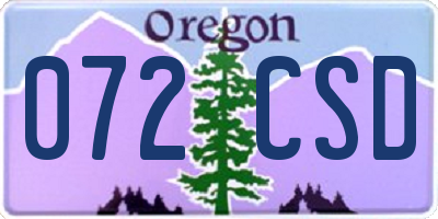 OR license plate 072CSD