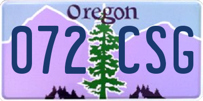 OR license plate 072CSG