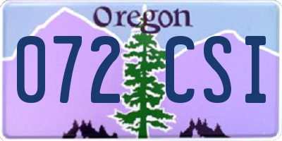 OR license plate 072CSI