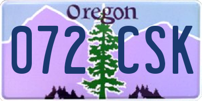 OR license plate 072CSK
