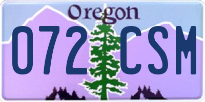 OR license plate 072CSM