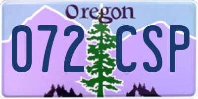 OR license plate 072CSP