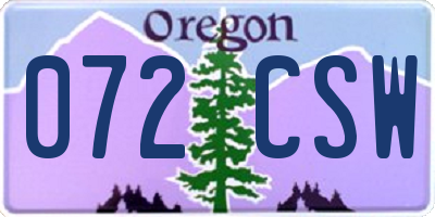 OR license plate 072CSW