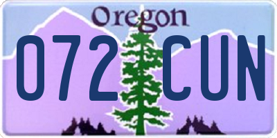 OR license plate 072CUN