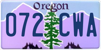 OR license plate 072CWA