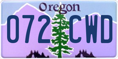 OR license plate 072CWD