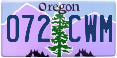 OR license plate 072CWM
