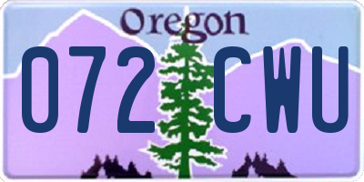 OR license plate 072CWU