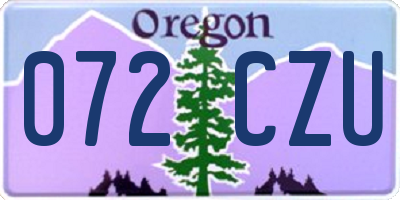 OR license plate 072CZU